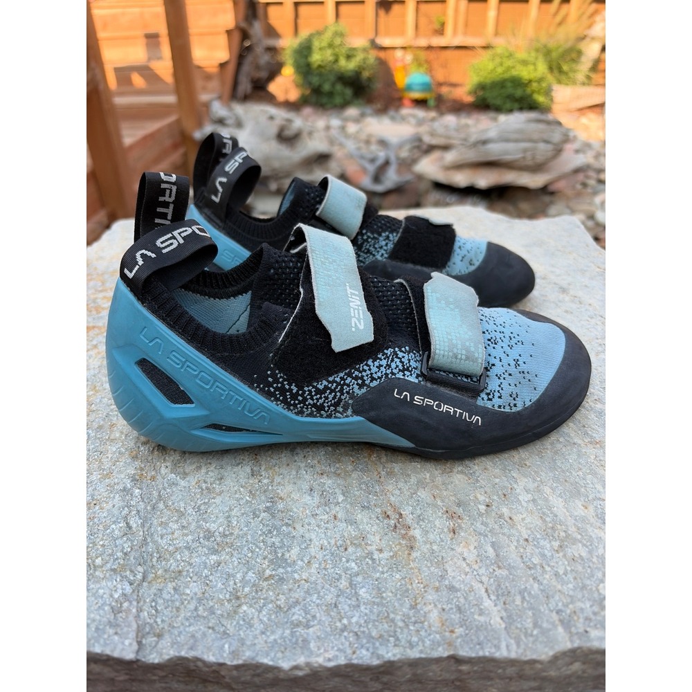 La Sportiva Zenit Climbing Shoes Blue Knit Gym Rock Climbing Mens 7.5 Women 8.5